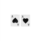 Vintage Poker A Stud Earrings S925 Silver