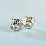 S925 Sterling Silver Tiger Stud Earrings for Women