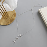 S925 Sterling Silver Necklace Zircon Stars Pendant Cross Chain Jewelry