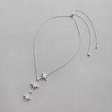 S925 Sterling Silver Necklace Zircon Stars Pendant Cross Chain Jewelry