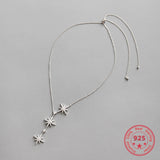 S925 Sterling Silver Necklace Zircon Stars Pendant Cross Chain Jewelry