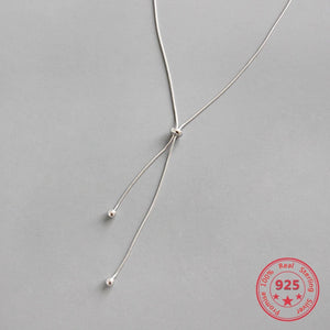 S925 Sterling Silver Bead Clavicle Snake Chain Necklace Women Jewelry