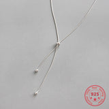 S925 Sterling Silver Bead Clavicle Snake Chain Necklace Women Jewelry