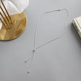 S925 Sterling Silver Bead Clavicle Snake Chain Necklace Women Jewelry