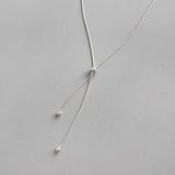 S925 Sterling Silver Bead Clavicle Snake Chain Necklace Women Jewelry