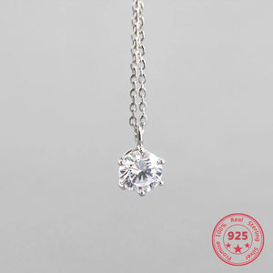 S925 Sterling Silver Zircon Pendant Clavicle Chain Necklaces