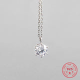 S925 Sterling Silver Zircon Pendant Clavicle Chain Necklaces