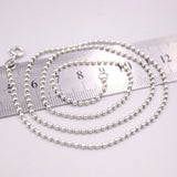 S925 Sterling Silver Necklace 2mmW Beads Chain Link Necklace