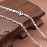 Pure S999 Fine Silver 2mm Wheat Foxtail Chain Necklace 50cmL