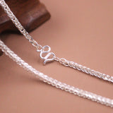Pure S999 Fine Silver 2mm Wheat Foxtail Chain Necklace 50cmL