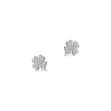 S999 Silver Zirconia Clover Stud Earrings for Women