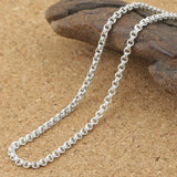 Sterling Silver Double Round Circle Chain Necklace 2mm Thick
