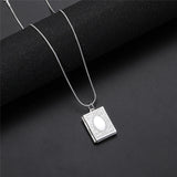 Vintage Silver 925 Square Openable Photo Locket Pendant Necklace