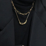 Silver Double Circle Pendant Necklace for Women