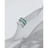 Pure Silver 925 Ear Clip for Women Three-layer Earcuffs Red Green Drip Oil