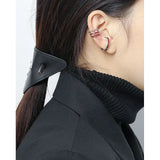 Pure Silver 925 Ear Clip for Women Three-layer Earcuffs Red Green Drip Oil
