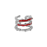 Pure Silver 925 Ear Clip for Women Three-layer Earcuffs Red Green Drip Oil