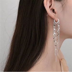 Pure Silver 925 Tassel Drop Earrings for Women Party Accessories