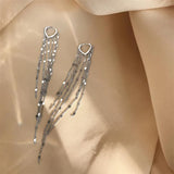 Pure Silver 925 Tassel Drop Earrings for Women Party Accessories