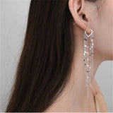 Pure Silver 925 Tassel Drop Earrings for Women Party Accessories