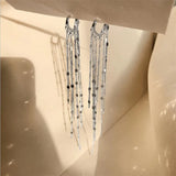 Pure Silver 925 Tassel Drop Earrings for Women Party Accessories