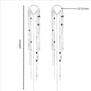 Pure Silver 925 Tassel Drop Earrings for Women Party Accessories