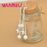 Silver 925 Jewelry Set Tassel Beaded Earrings+Necklace Party Accessories