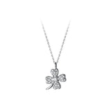 925 Silver Necklace Rose Zircon Clover Pendant Jewelry