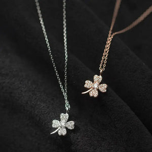 925 Silver Necklace Rose Clavicle Zircon Pendant Women Jewelry