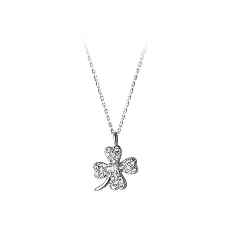 925 Silver Necklace Rose Clavicle Zircon Pendant Women Jewelry