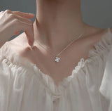 925 Silver Necklace Rose Clavicle Zircon Pendant Women Jewelry
