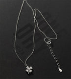 925 Silver Necklace Rose Zircon Clover Pendant Jewelry