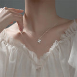 925 Silver Necklace Rose Zircon Clover Pendant Jewelry