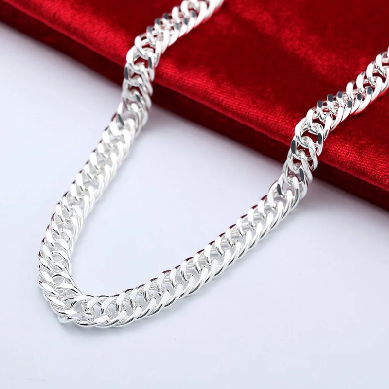 Silver 925 10mm Long Chain Necklace for Men Jewelry Accessories