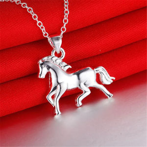 Pure Silver 925 Horse Pendant Necklace Choker Jewelry