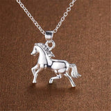 Pure Silver 925 Horse Pendant Necklace Choker Jewelry