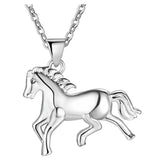Pure Silver 925 Horse Pendant Necklace Choker Jewelry