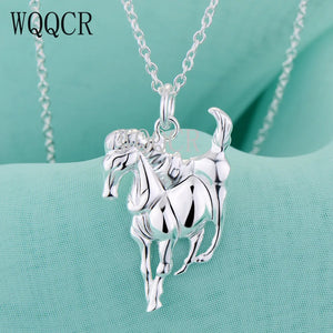 Silver 925 Horse Pendant Necklace Choker Jewelry