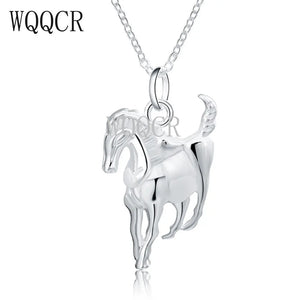 Silver 925 Horse Pendant Necklace Choker Jewelry