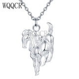 Silver 925 Horse Pendant Necklace Choker Jewelry
