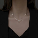 Silver Charm Necklace with Pearl Pendant Chain Choker Jewelry Gift