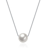 Silver Charm Necklace with Pearl Pendant Chain Choker Jewelry Gift