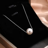 Silver Charm Necklace with Pearl Pendant Chain Choker Jewelry Gift