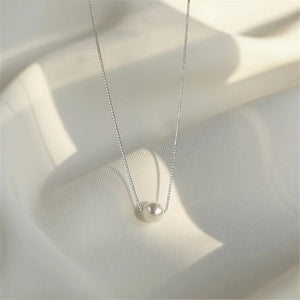 Silver Charm Necklace with Pearl Pendant Chain Choker Jewelry Gift