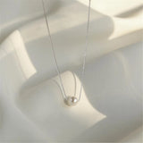 Silver Charm Necklace with Pearl Pendant Chain Choker Jewelry Gift