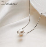 Silver Charm Necklace with Pearl Pendant Chain Choker Jewelry Gift