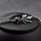 S925 Silver Jewelry Garnet Fish Chain Bracelet