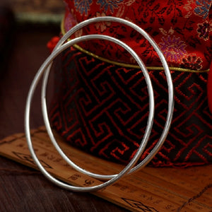 999 Fine Silver 2mm Bracelet Smooth Round Thin Bangle 54-65mm