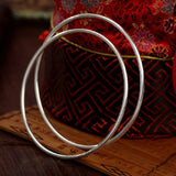 999 Fine Silver 2mm Bracelet Smooth Round Thin Bangle 54-65mm
