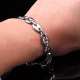 Stainless Steel Coffee Beans Link Chain Bracelet 8.5''